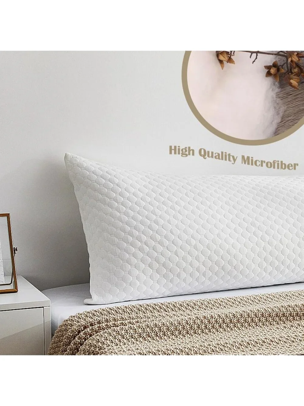 〽️Full Body for Adults Soft Long Bed Pillow Removable Cooling Cover 20x54Inch